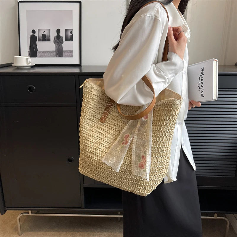 Handmade large woven tote bag for women|summer shulder bag with spacious|design stylis eco-friendly handbag