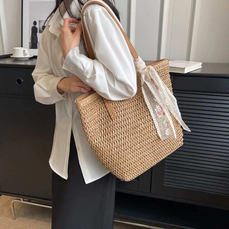 Handmade large woven tote bag for women|summer shulder bag with spacious|design stylis eco-friendly handbag
