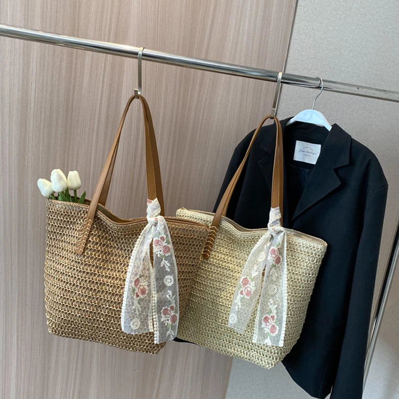 Handmade large woven tote bag for women|summer shulder bag with spacious|design stylis eco-friendly handbag