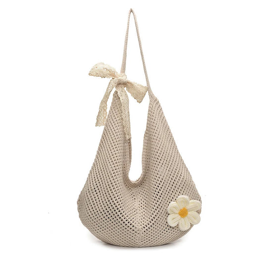 Minimalist Knitted Shoulder Bag - Large Capacity, Neutral Summer Style